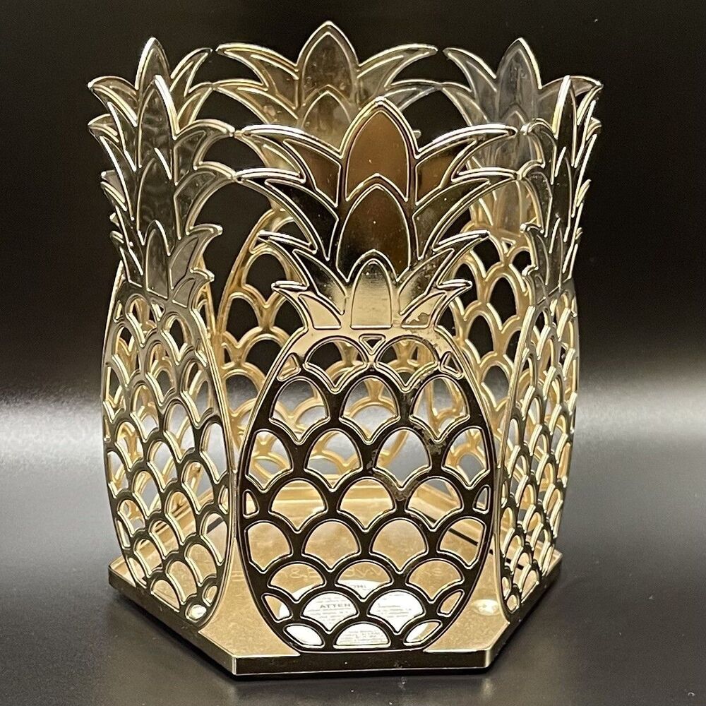 Bath And Body Works Gold Pineapple Large 3 Wick Candle Holder Hexagon